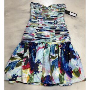 NWT Parker Black Mini Fit N Flare Thyme Dress In Peony Corsage Formal